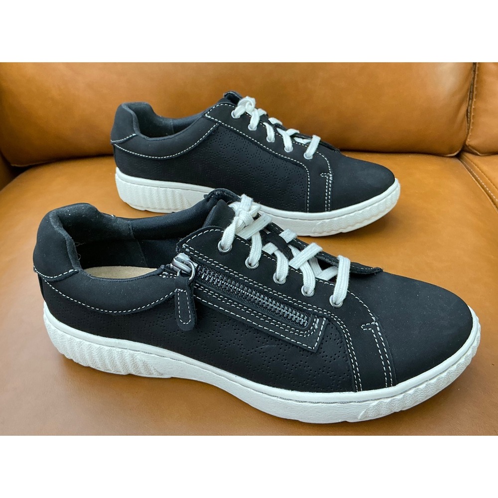 Clarks Caroline Ayla Sneakers Womens 8W Black New Leather Zip 26168853